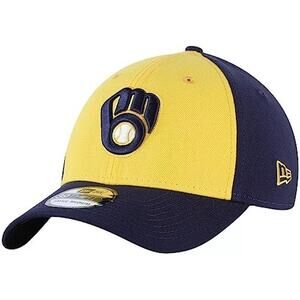NWT Milwaukee Brewers Alt Logo Kids Stretch Fit Hat Navy Youth One Size Cap